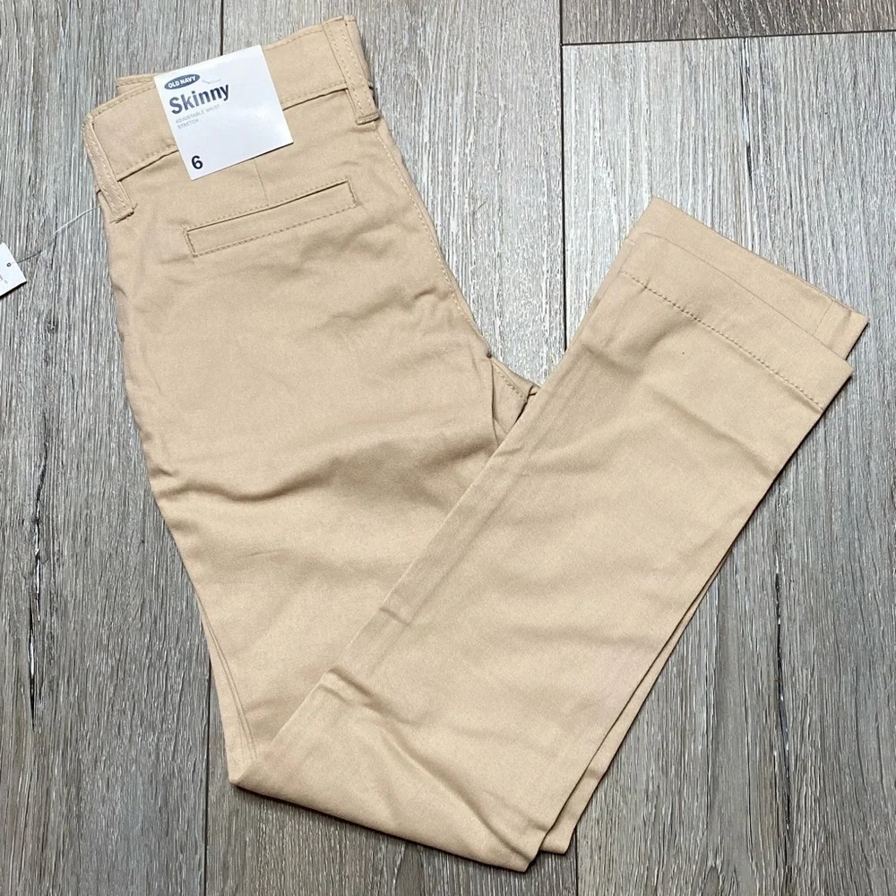 Old Navy Girl School Uniform Kaki Stretch Skinny Adjustable Waist Pants Size 6